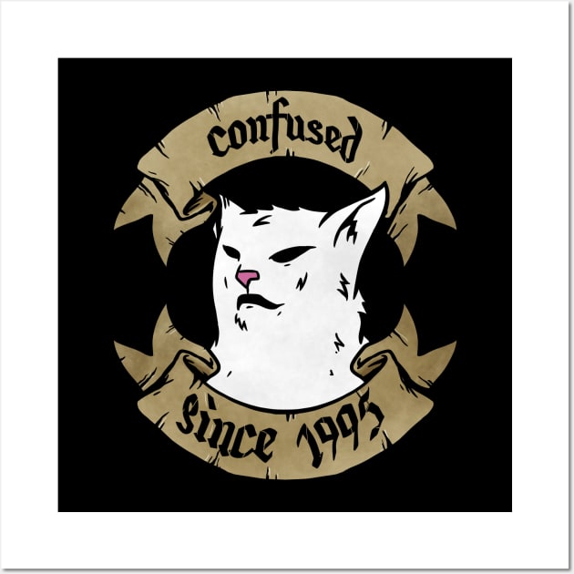 confused cat meme funny Wall Art by A Comic Wizard